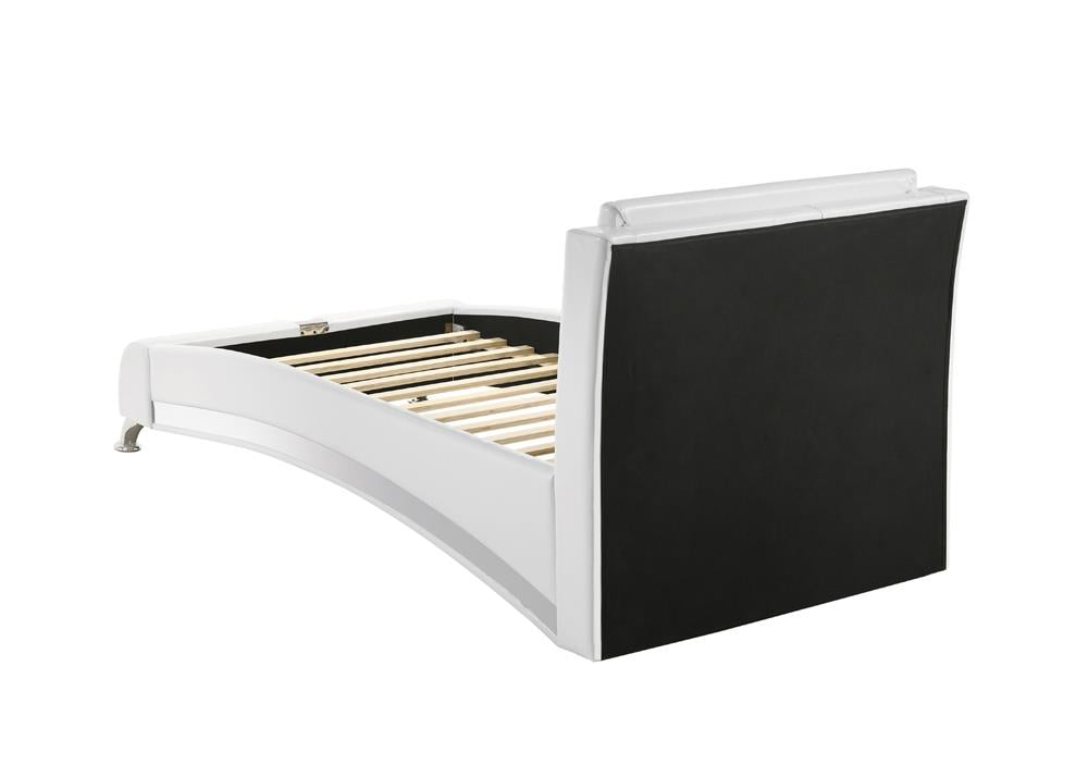 Jeremaine - Jeremaine Twin Upholstered Platform Bed Glossy White