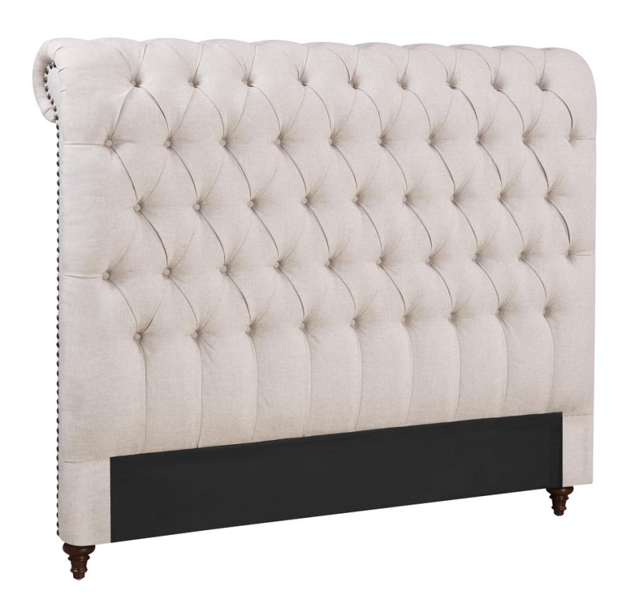 Devon - Devon Button Tufted Upholstered Eastern King Bed Beige