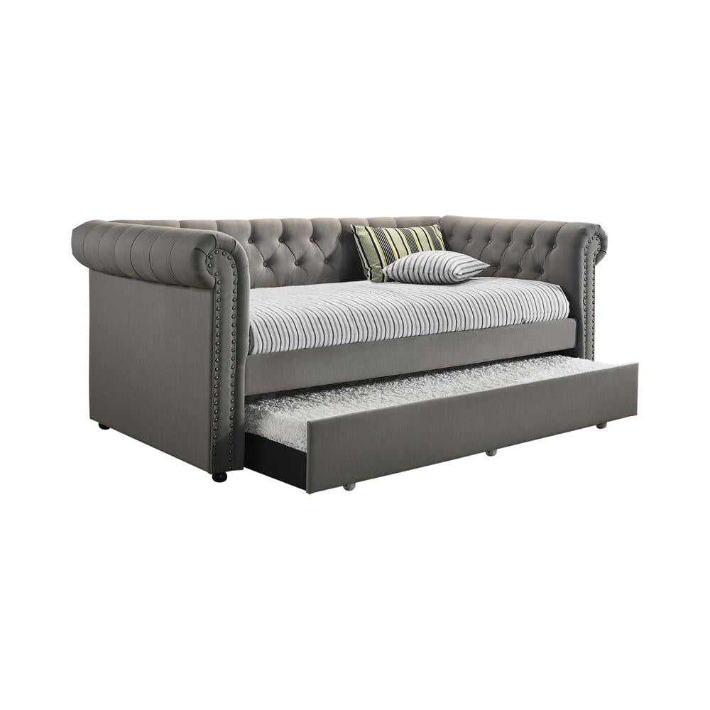 Kepner - Kepner Tufted Upholstered Daybed Grey with Trundle