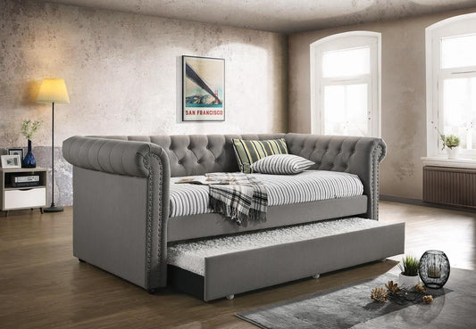 Kepner - Kepner Tufted Upholstered Daybed Grey with Trundle