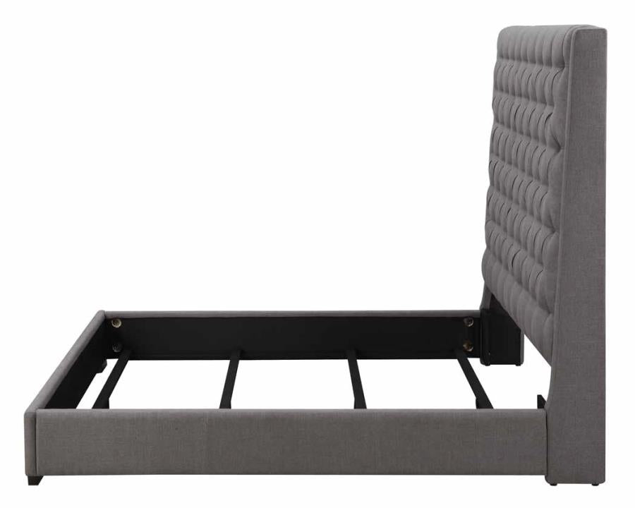 Camille - Camille Eastern King Button Tufted Bed Grey