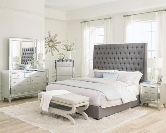 Camille - Camille 5-piece Queen Bedroom Set Grey and Metallic Mercury