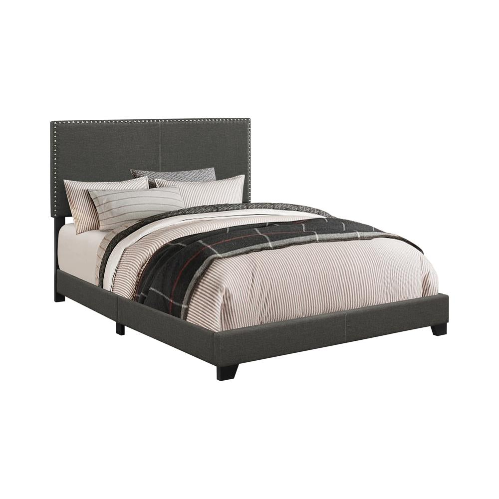 Boyd - Boyd Twin Upholstered Bed with Nailhead Trim Charcoal