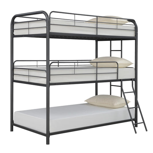 Garner - Garner Triple Bunk Bed with Ladder Gunmetal