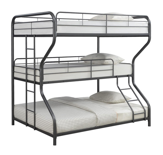Garner - Garner Triple Bunk Bed with Ladder Gunmetal