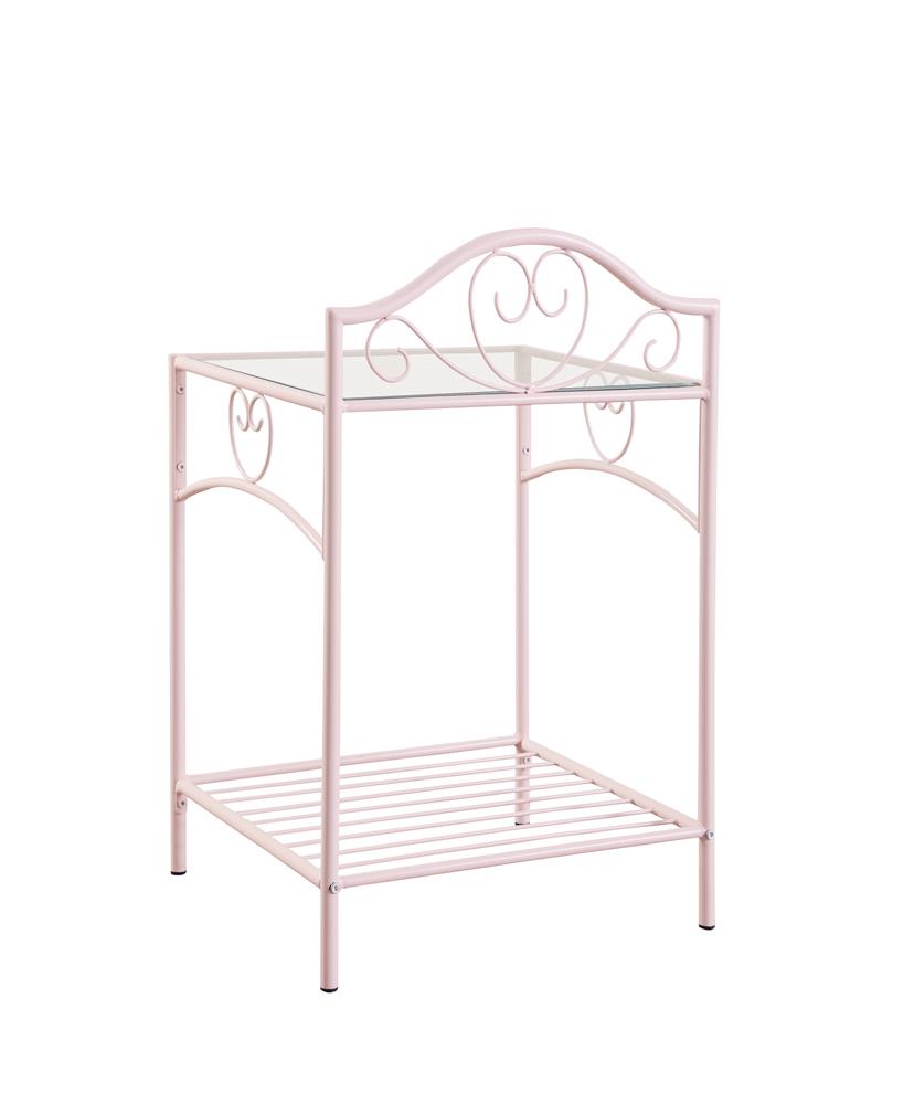 Massi - Massi 1-shelf Nightstand with Glass Top Powder Pink