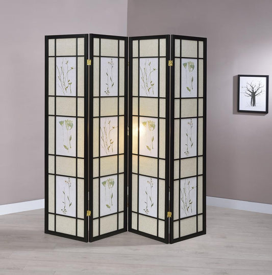 Catabella - Catabella 4-panel Floral Print Folding Screen Multi-color
