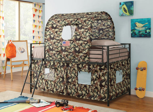 Camouflage - Camouflage Tent Loft Bed with Ladder Army Green