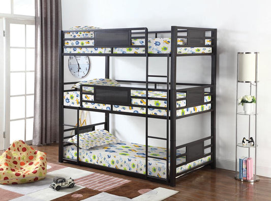 Rogen - Rogen Full Triple Bunk Bed Dark Bronze