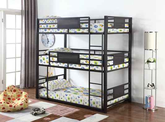 Rogen - Rogen Twin Triple Bunk Bed Dark Bronze
