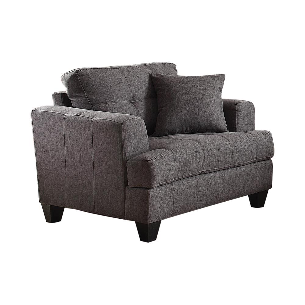 Samuel - Samuel Recessed Arm Upholstered Chair Charcoal