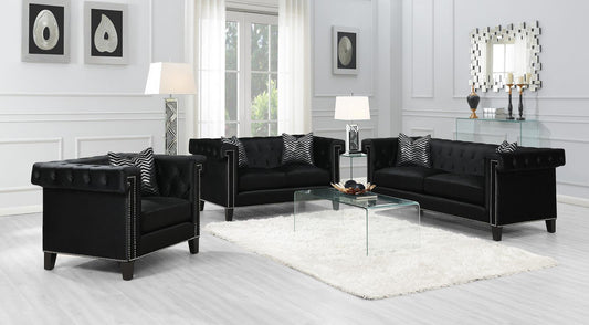 Reventlow - Reventlow Upholstered Tufted Living Room Set Black