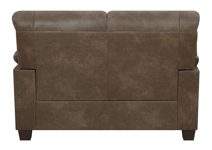 Meagan - Meagan Upholstered Loveseat Brown with Pillow Top Arms