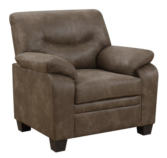 Meagan - Meagan Upholstered Chair Brown with Pillow Top Arms