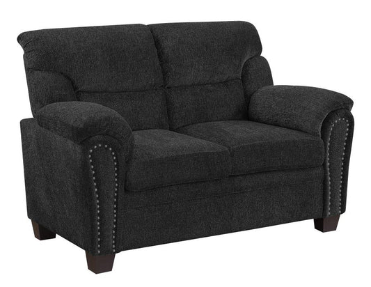Clemintine - Clemintine Upholstered Loveseat with Nailhead Trim Graphite