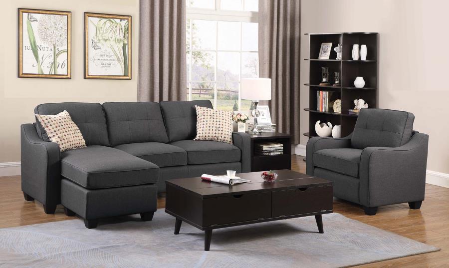 Nicolette - Nicolette Upholstered Tufted Sectional Dark Grey