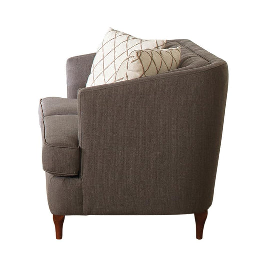 Shelby - Shelby Recessed Arm and Tufted Tight Back Loveseat Grey and Brown