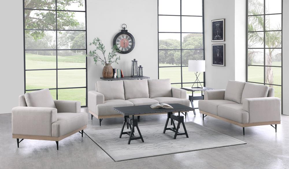 Kester - Kester 2-piece Recessed Track Arm Living Room Set Beige