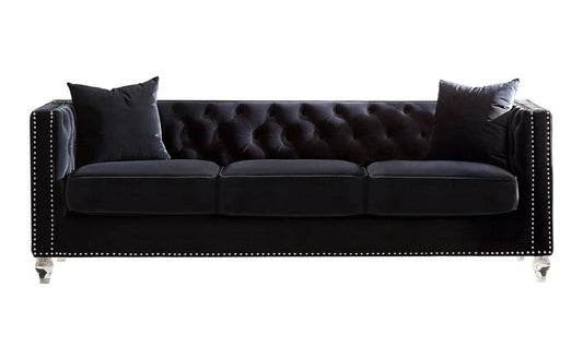 Delilah - Delilah Upholstered Tufted Tuxedo Arm Sofa Black