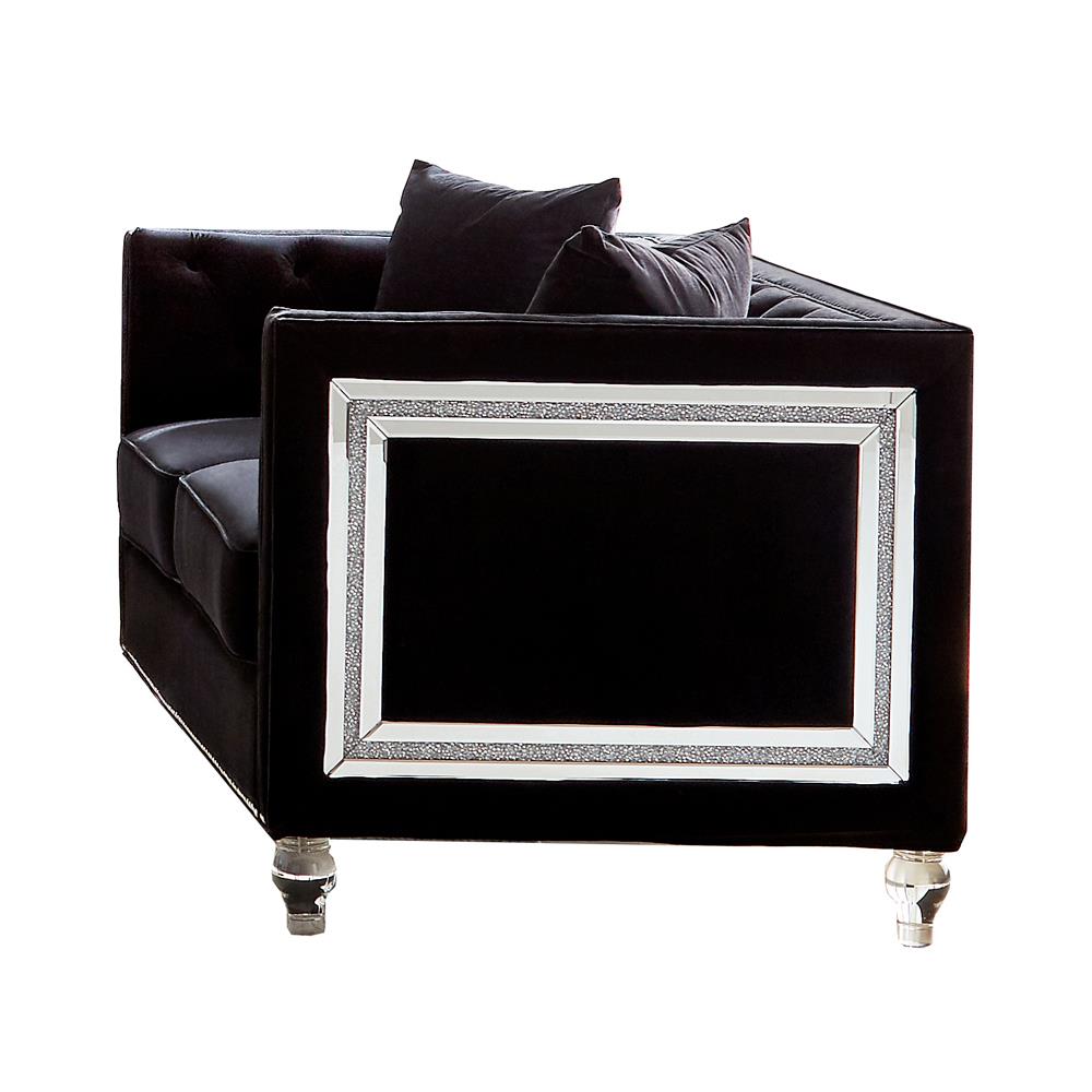 Delilah - Delilah Upholstered Tufted Tuxedo Arm Loveseat Black
