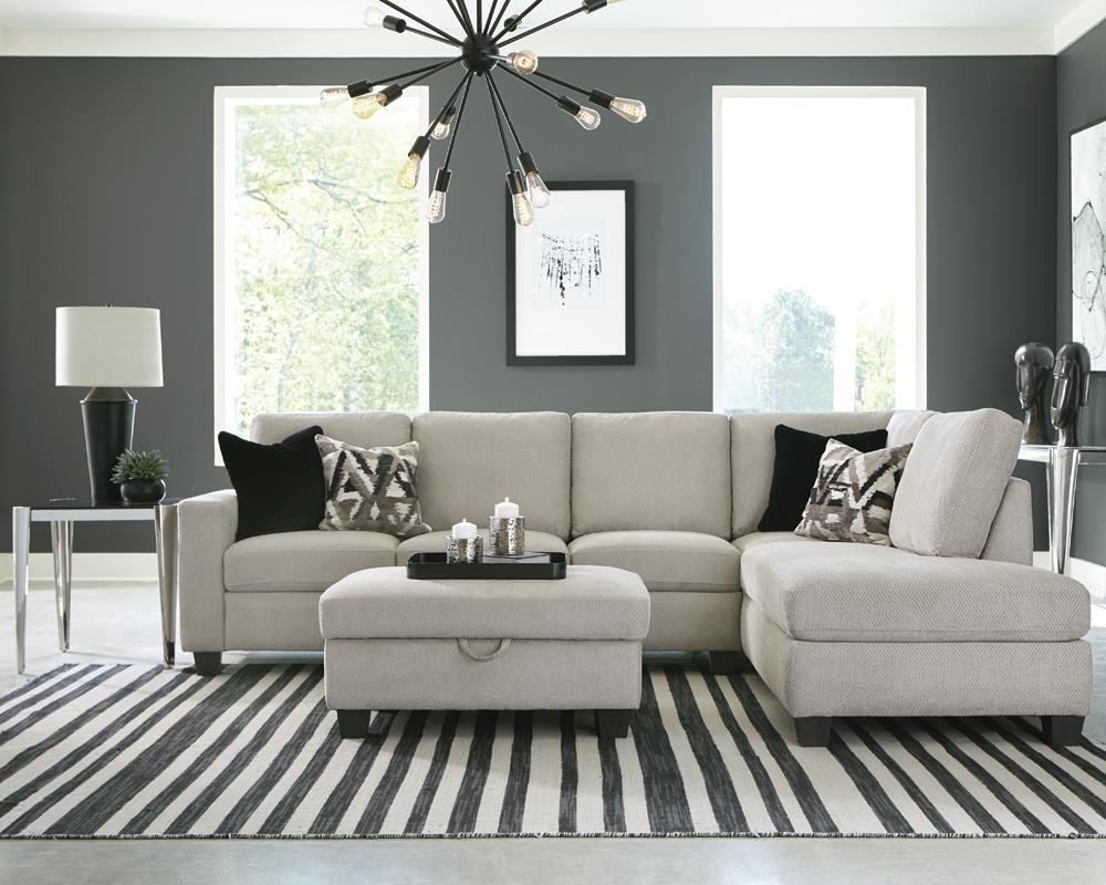 Whitson - Whitson Cushion Back Upholstered Sectional Stone