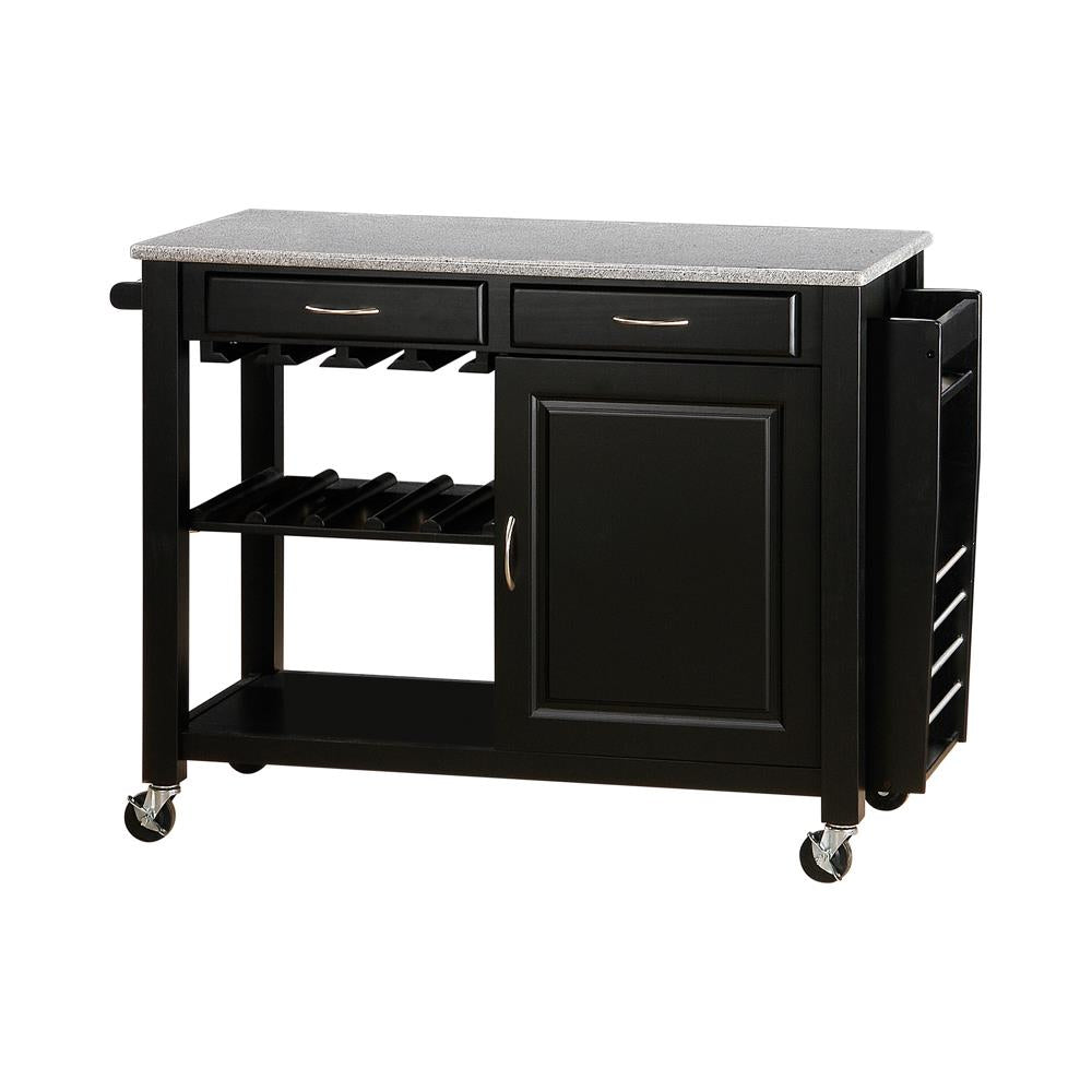 Ryan - Shepard Kitchen Cart with Granite Top Black