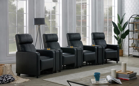 Toohey - Toohey Upholstered Tufted Recliner Living Room Set Black
