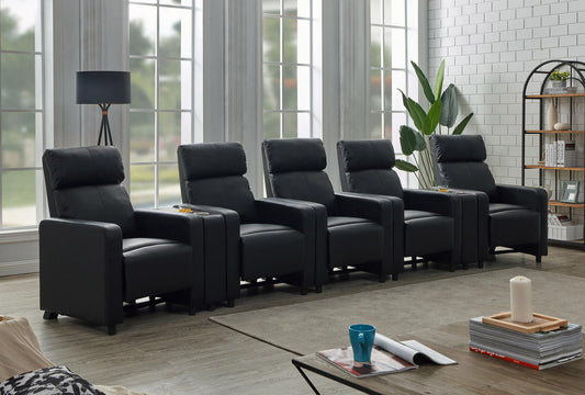 Toohey - Toohey Upholstered Tufted Recliner Living Room Set Black