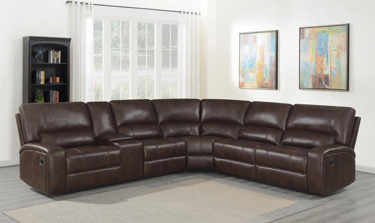Brunson - Brunson 3-piece Upholstered Motion Sectional Brown