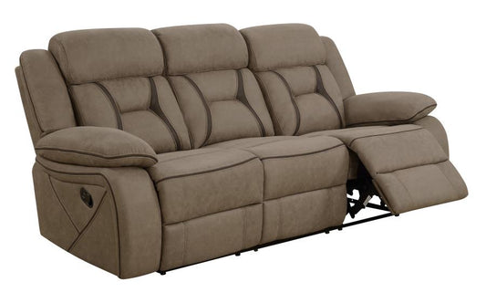 Higgins - Higgins Pillow Top Arm Upholstered Motion Sofa Tan