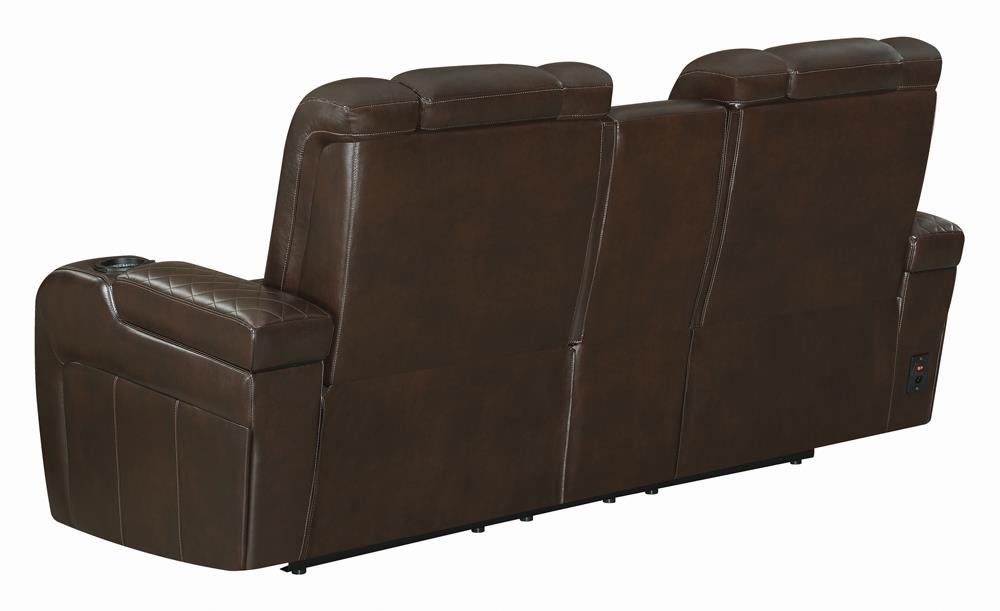 Delangelo - Delangelo Power^2 Loveseat with Drop-down Table Brown