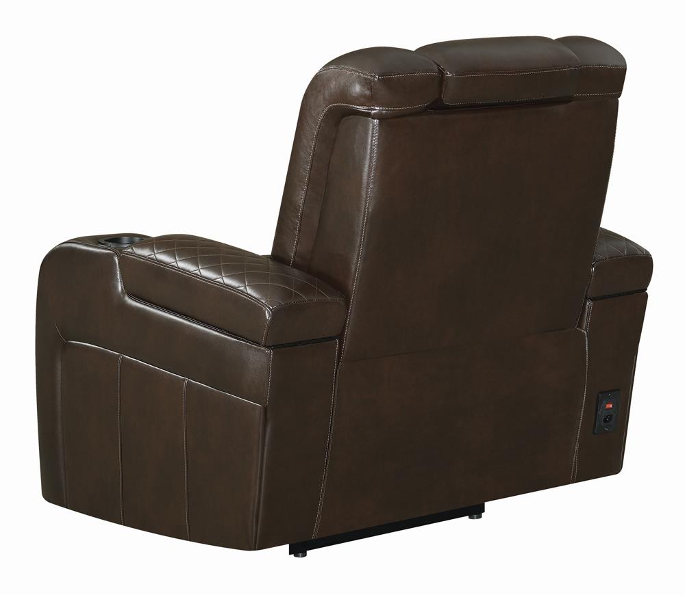 Delangelo - Delangelo Power^2 Recliner with Cup Holders Brown