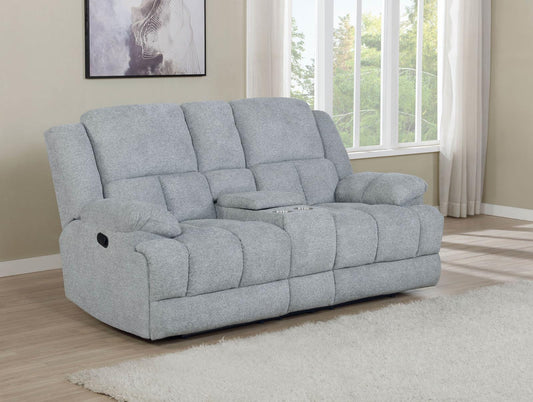Waterbury - Waterbury Upholstered Motion Loveseat with Console Grey