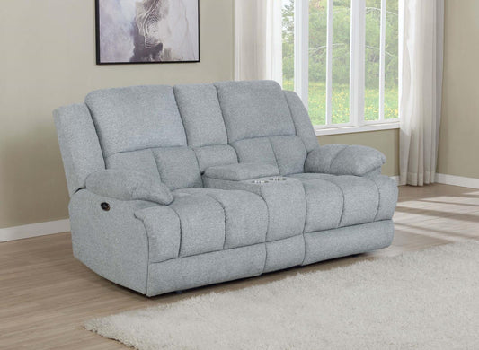 Waterbury - Waterbury Upholstered Power Loveseat with Console Grey