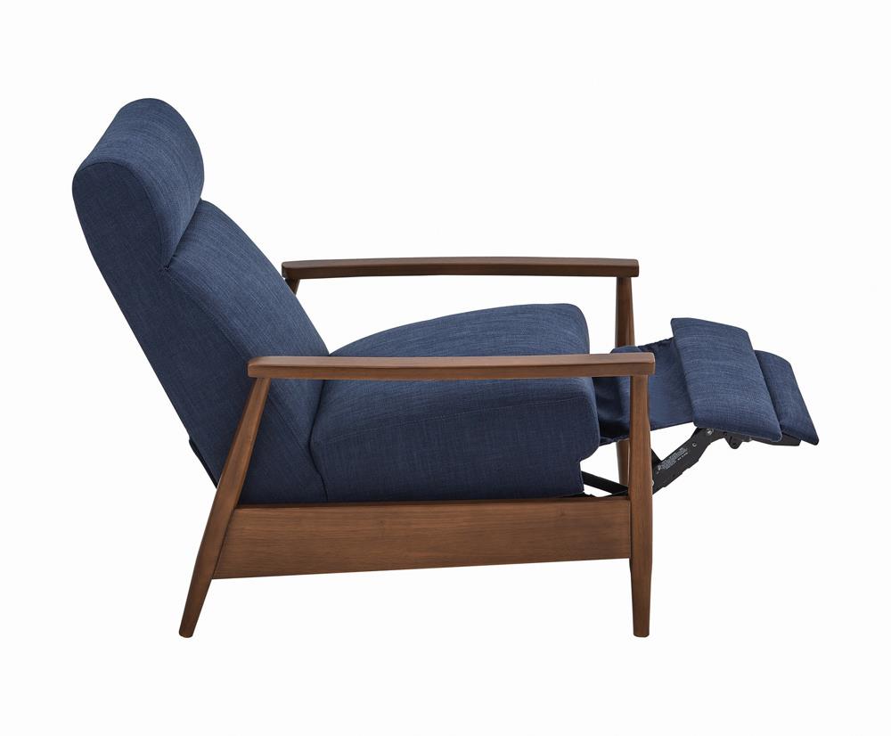 Kaylie - Kaylie Upholstered Push-Back Recliner Navy Blue