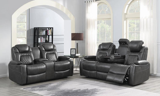 Korbach - Korbach 2-piece Power^2 Living Room Set Charcoal