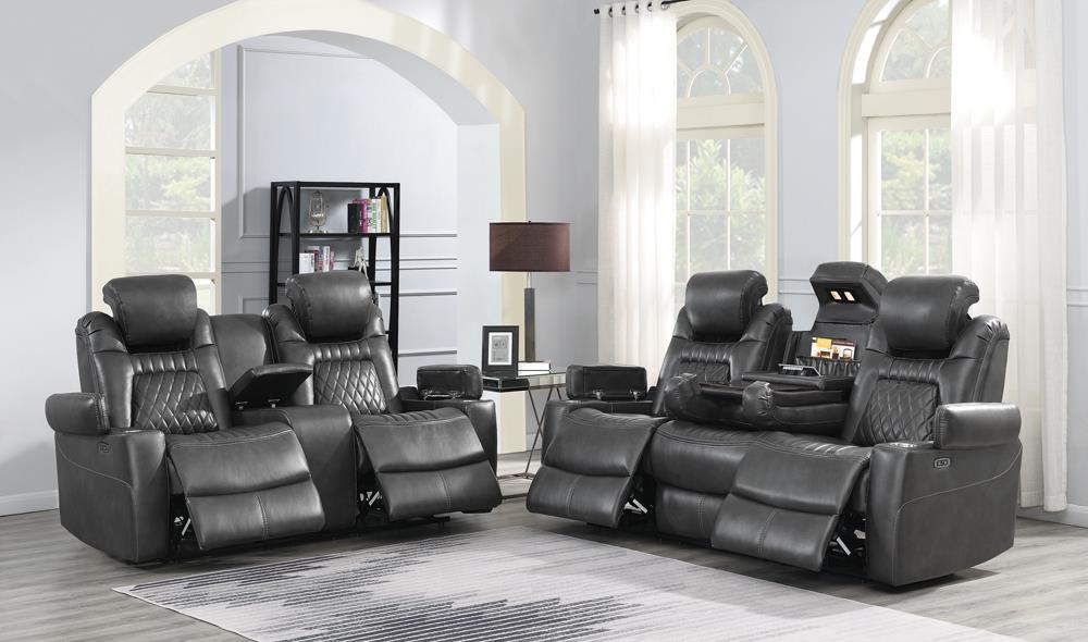 Korbach - Korbach Upholstered Power^2 Loveseat Charcoal
