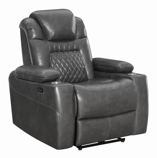 Korbach - Korbach Upholstered Power^2 Recliner Charcoal