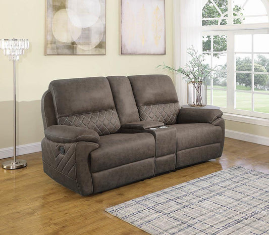 Variel - Variel Upholstered Tufted Motion Loveseat with Console