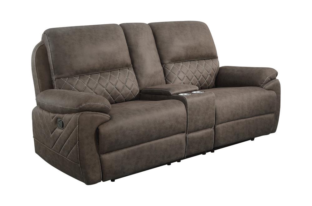 Variel - Variel Upholstered Tufted Motion Loveseat with Console