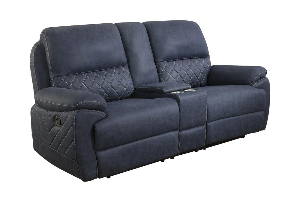 Variel - Variel Upholstered Tufted Motion Loveseat with Console
