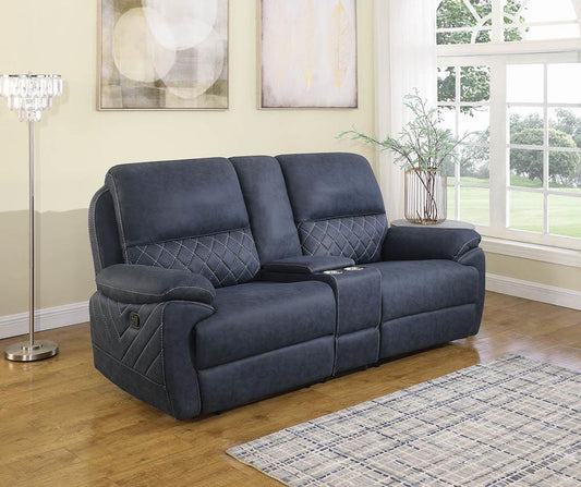 Variel - Variel Upholstered Tufted Motion Loveseat with Console
