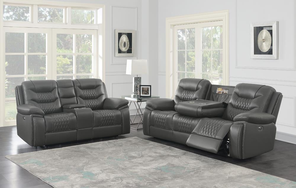 Flamenco - Flamenco 2-piece Tufted Upholstered Power Living Room Set Charcoal