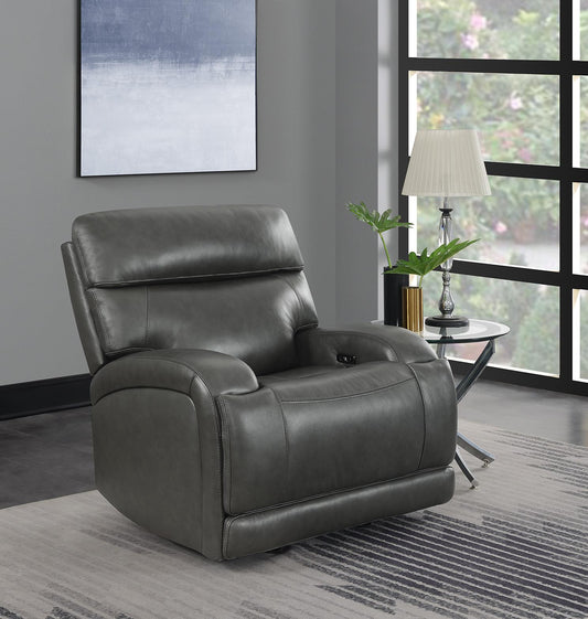 Longport - Longport Upholstered Power Glider Recliner Charcoal