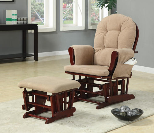 Maribel - Maribel Upholstered Glider Rocker with Ottoman Tan