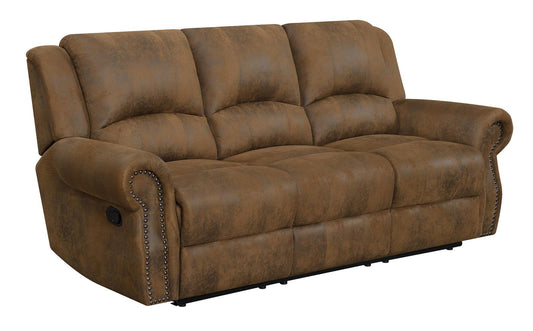 Sir Rawlinson - Sir Rawlinson Rolled Arm Motion Sofa with Nailhead Trim Buckskin Brown