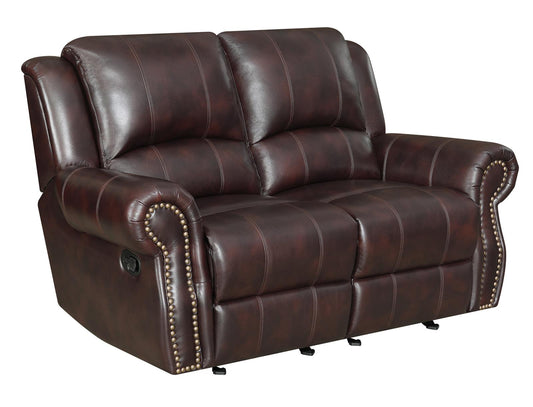 Sir Rawlinson - Sir Rawlinson Nailhead Trim Glider Loveseat Dark Brown