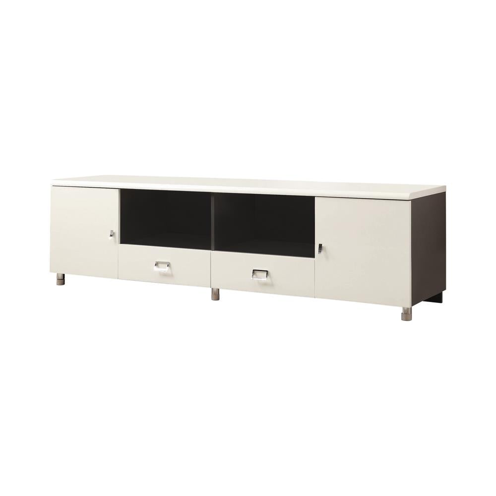 Burkett - Burkett 2-drawer TV Console White and Grey