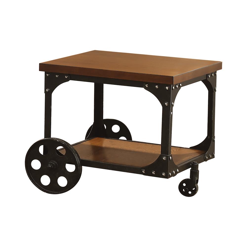 Shepherd - Shepherd End Table with Casters Rustic Brown