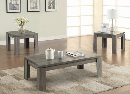 Cain - Cain 3-piece Occasional Table Set Weathered Grey